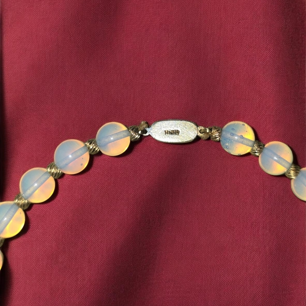 💥Art Deco Opaline Necklace With A Vermeil Clasp - Picture 4 of 5